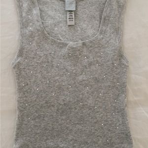 SKIMS SWAROVSKI TANK TOP HEATHER GREY